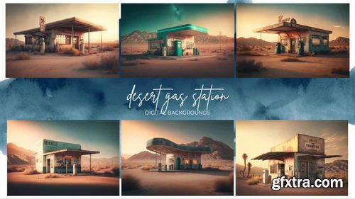 Finding North Education - Desert Gas Station Digital Backgrounds