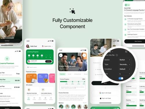 'Learna - Language Learning Mobile App UI Kit'