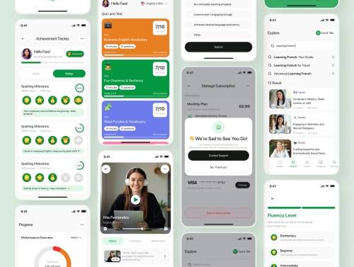 'Learna - Language Learning Mobile App UI Kit'