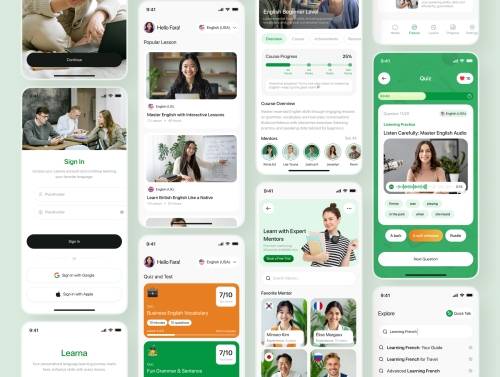 'Learna - Language Learning Mobile App UI Kit'