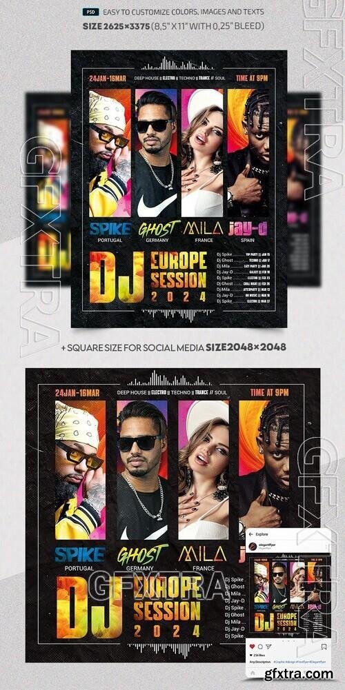 Dj Europe Session - Premium Flyer template (PSD)