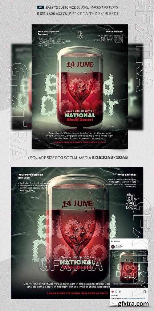 National Blood Donor - Premium Flyer template (PSD)