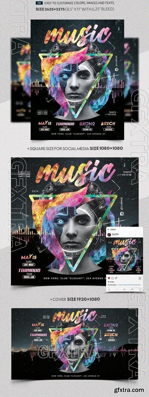 DJ Music Party - Premium Flyer template (PSD)