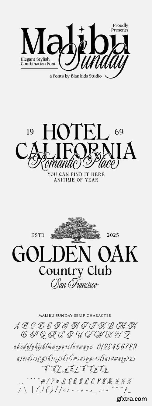 Malibu Sunday an Elegant Stylish Font Combination