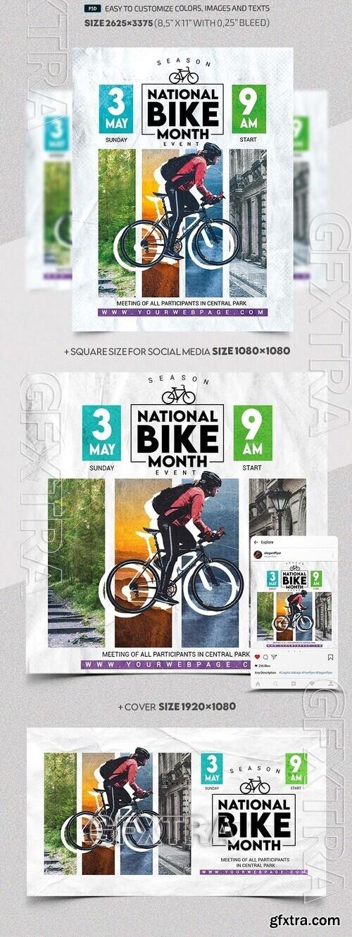 National Bike Month Event - Premium Flyer template (PSD)