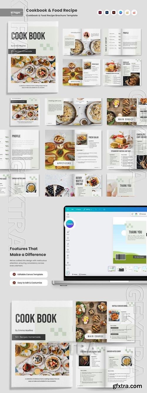 Cookbook & Food Recipe Catalog Brochure EZ8LJQC