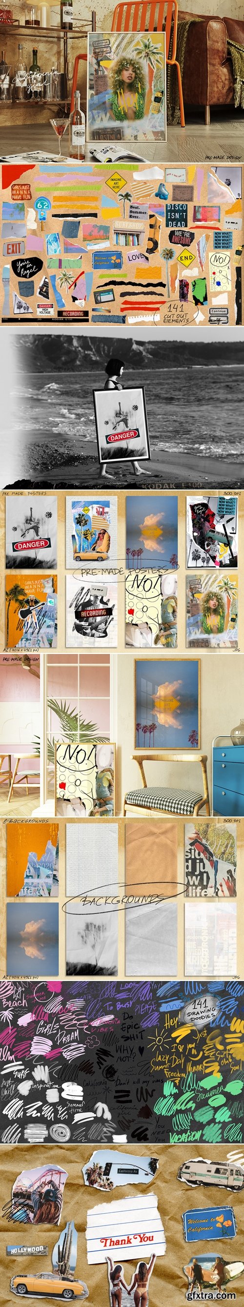CreativeMarket - Cali Vibes - Mixed Media Collage Set