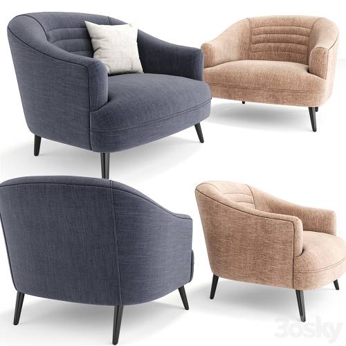 '3dsky Pro - Agnes Velvet Mid-Century Armchair'