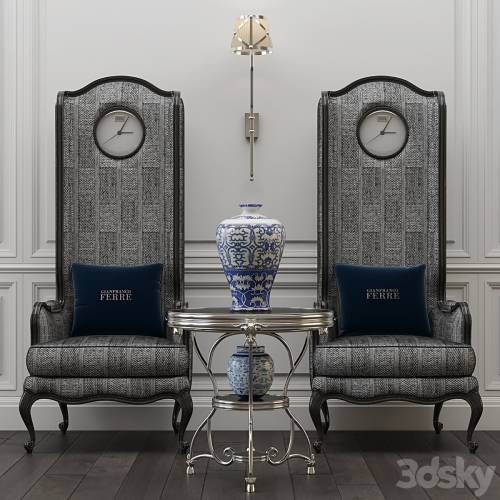 '3dsky Pro - Gianfranco Ferre Home, Big ben chair and Covent table'