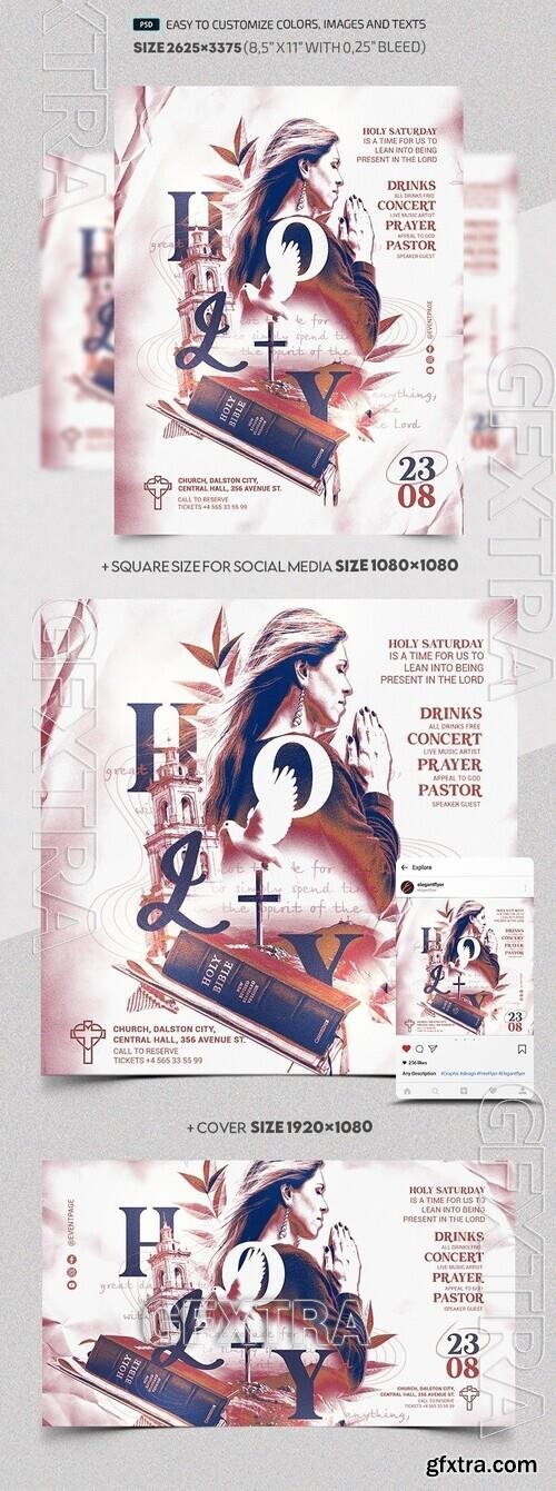 Holy Saturday Church Event - Premium Flyer template (PSD)
