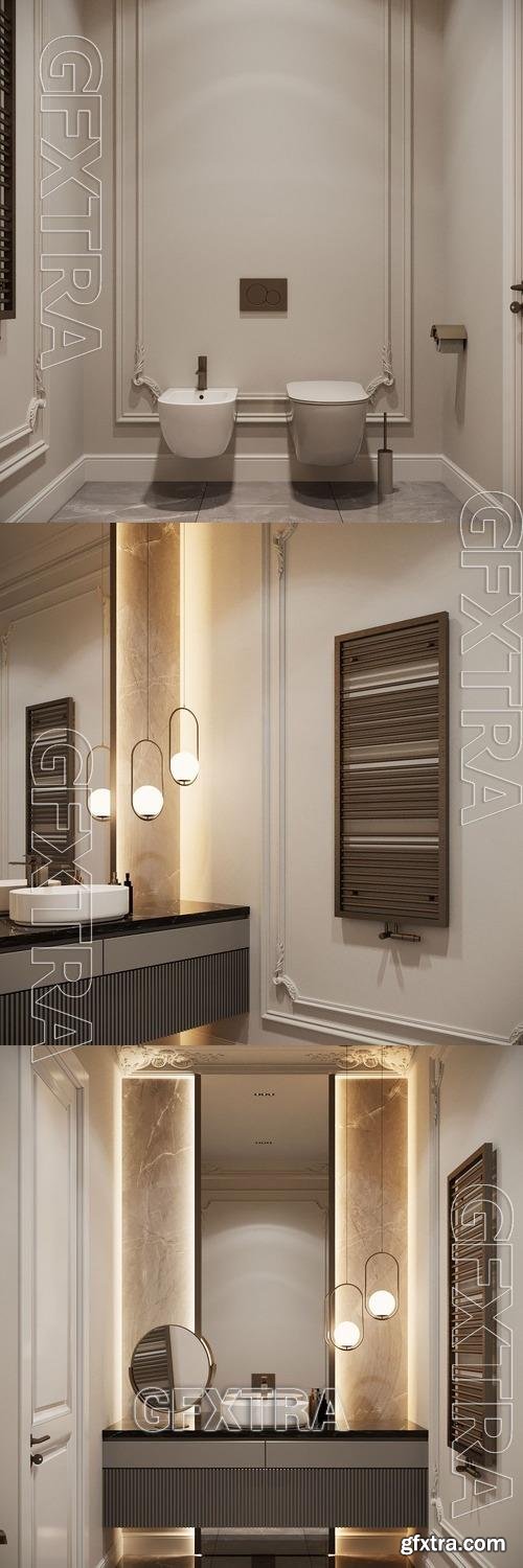 Neoclassical bathroom 23 - 3D Scene Neoclassical bathroom 23 - 3D Scene