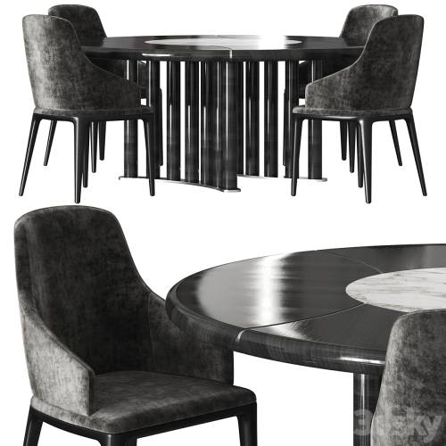'3dsky Pro - Opera Contemporary Oliver Round Table and Hilary Armchair Set'