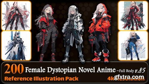 Artstation - 200 Female Dystopian Novel Anime (Full Body) Reference Pack | 4K | v.85