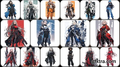 Artstation - 200 Female Dystopian Novel Anime (Full Body) Reference Pack | 4K | v.85