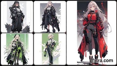 Artstation - 200 Female Dystopian Novel Anime (Full Body) Reference Pack | 4K | v.85