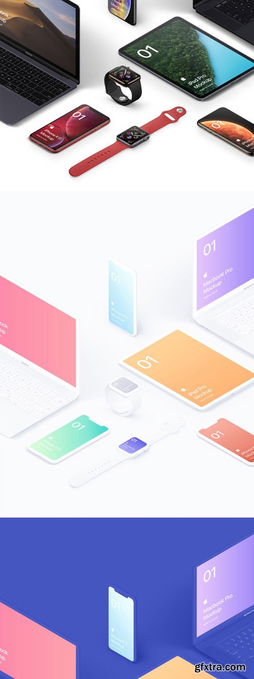 Asylab - Apple 7 Devices Isometric - 46 Mockups Scenes