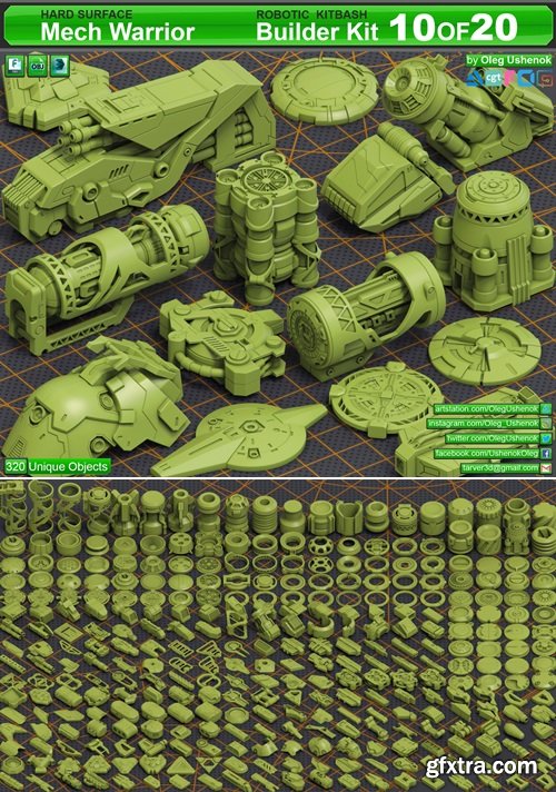 Artstation - Mega Pack Sci-Fi Hard Surface KITBASH 320 DETAILS