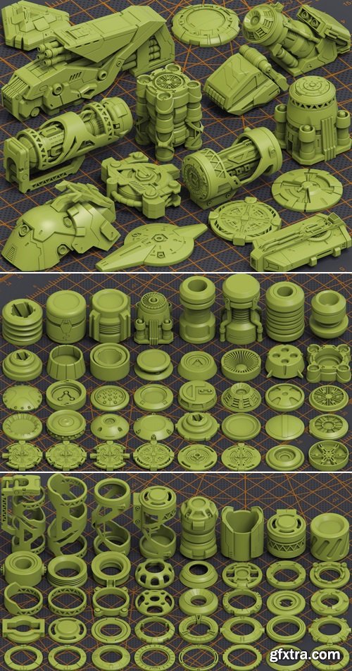 Artstation - Mega Pack Sci-Fi Hard Surface KITBASH 320 DETAILS