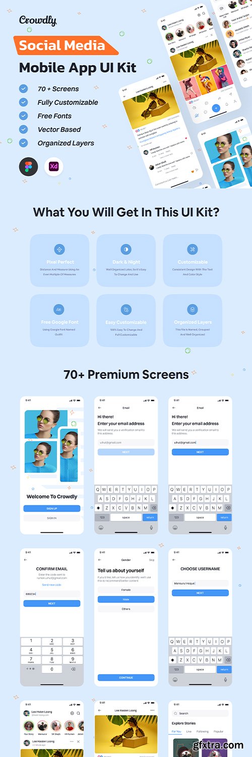 UIHut - Social App UI Kit - Crowdly - 20831