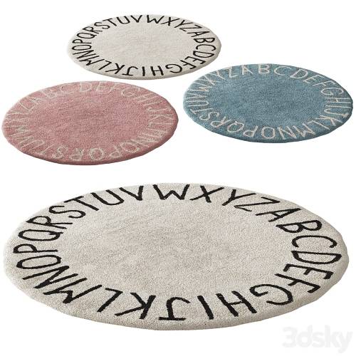 '3dsky Pro - 389 washable rug ABC natural black by Lorena Canals carpet kit for kids'