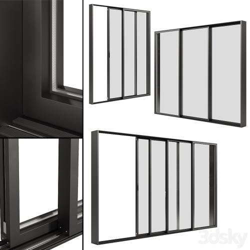 '3dsky Pro - A set of sliding Metal Windows-Doors.'