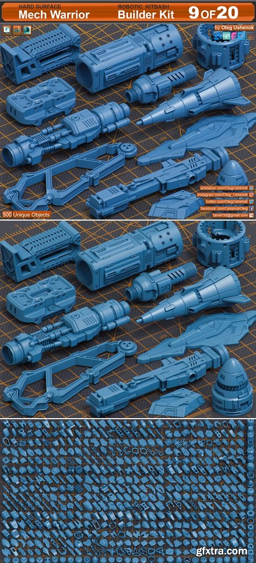 Artstation - Mega Pack Sci-Fi Hard Surface KITBASH 500 DETAILS Artstation - Mega Pack Sci-Fi Hard Surface KITBASH 500 DETAILS