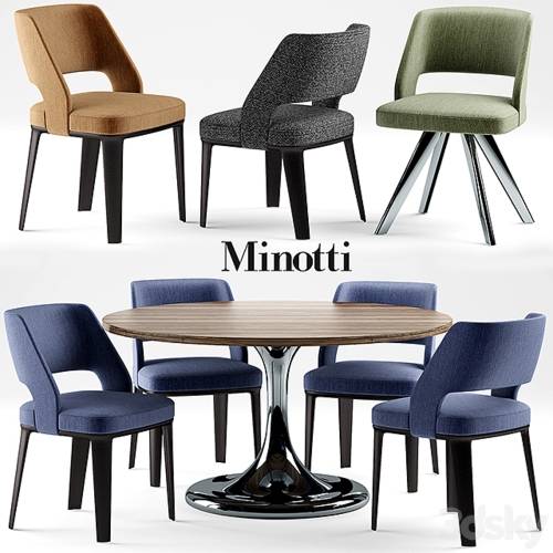 '3dsky Pro - Table and chairs minotti NETO table OWENS CHAIR'