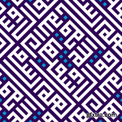 ISLAMIC CALLIGRAPHY - KUFIC STYLE #6, 17xAI ISLAMIC CALLIGRAPHY - KUFIC STYLE #6, 17xAI