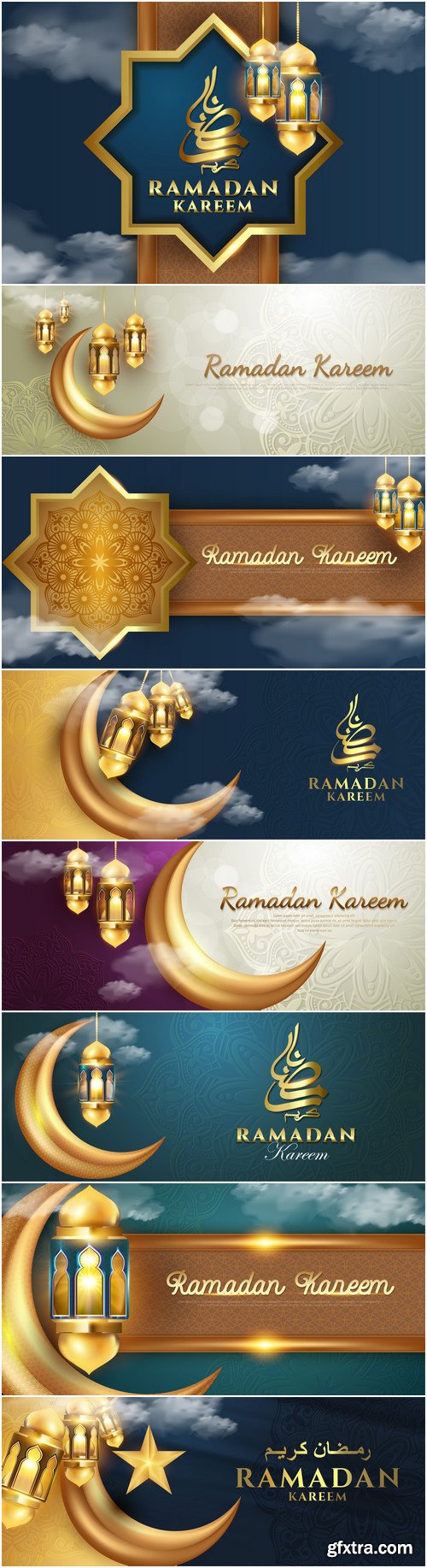 Ramadan Kareem, 23 Islamic greeting card vector design