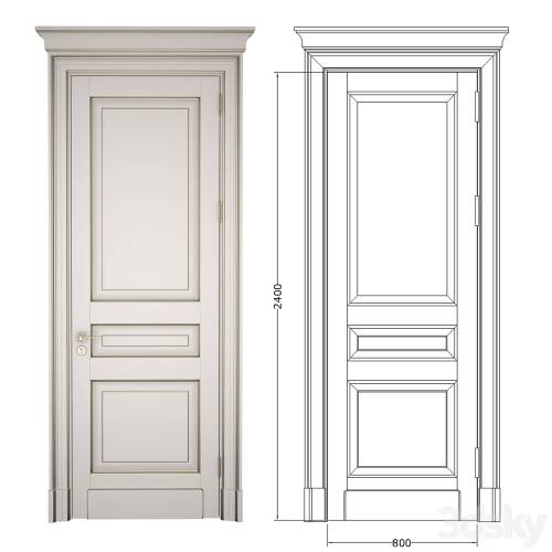 '3dsky Pro - Classic door with cornice + 2D DWG File'