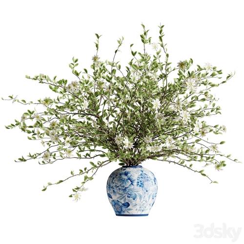'3dsky Pro - A bouquet of tree branches inserted into a celadon ceramic pot'