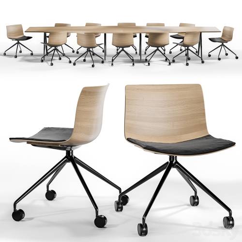 '3dsky Pro - Arper Catifa 53 Trestle Fixed and Meety Wood Table' '3dsky Pro - Arper Catifa 53 Trestle Fixed and Meety Wood Table'