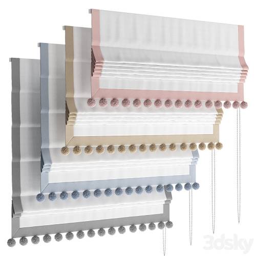 '3dsky Pro - Roman blind with pom-poms for the nursery'