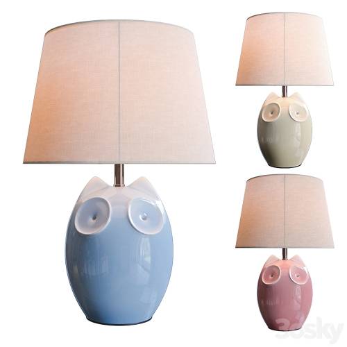 '3dsky Pro - Lighting and Interiors - Hector Owl Table Lamp (blue, cream, pink)'