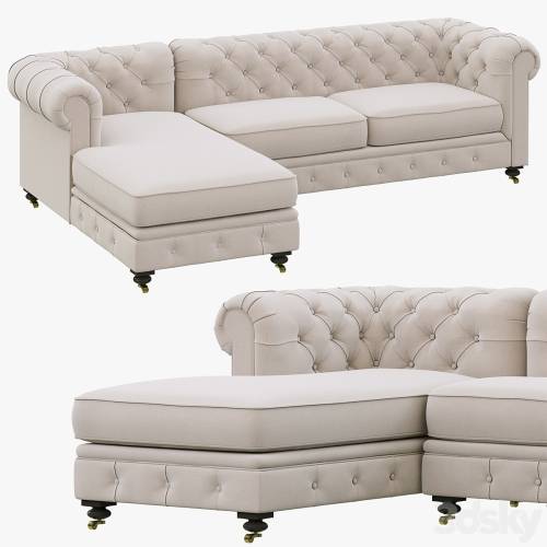 '3dsky Pro - Restoration Hardware Petite Kensington Upholstered Left-Arm Chaise Sectional'