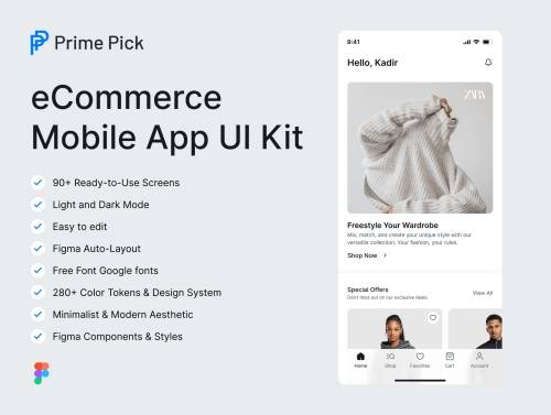 'Prime Pick - eCommerce Mobile App UI Kit'