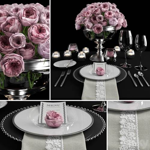 '3dsky Pro - Serving with roses / Table setting with roses'