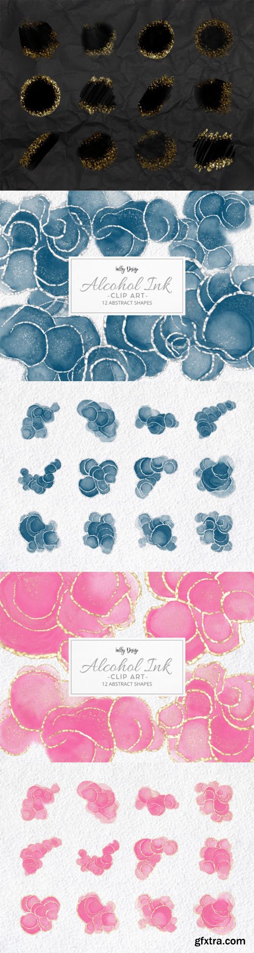 Sweet Luxury Alcohol Ink Clip Art Templates