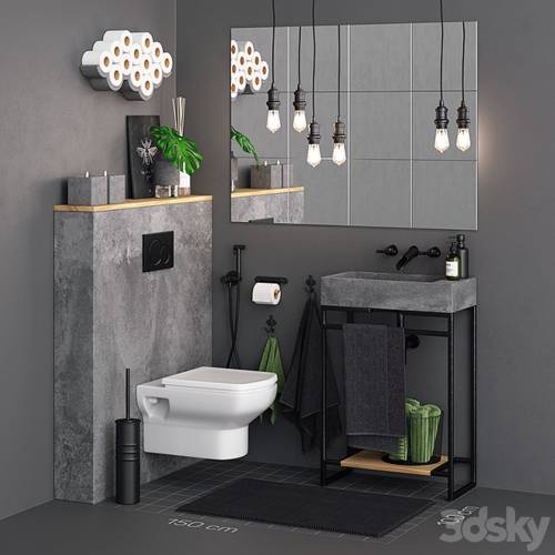 '3dsky Pro - Concrete Toilet Set'