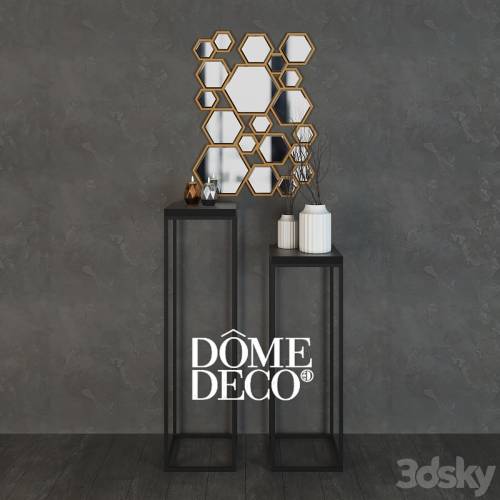 '3dsky Pro - Dome Deco decor set with vases, consoles, mirror'