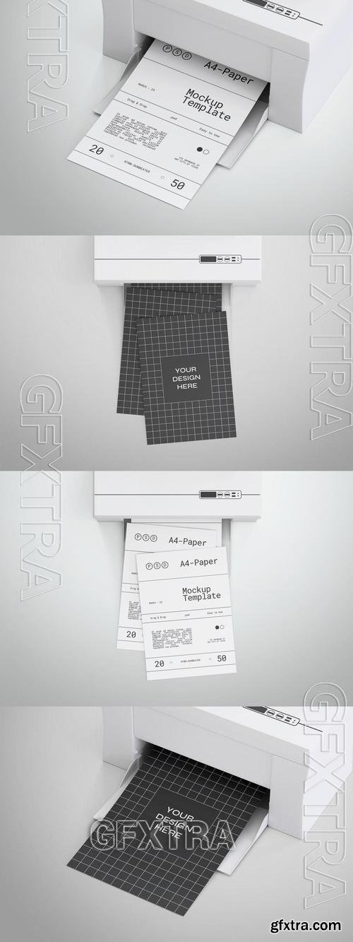 A4 Paper with Printer Mockup CQW3PWF