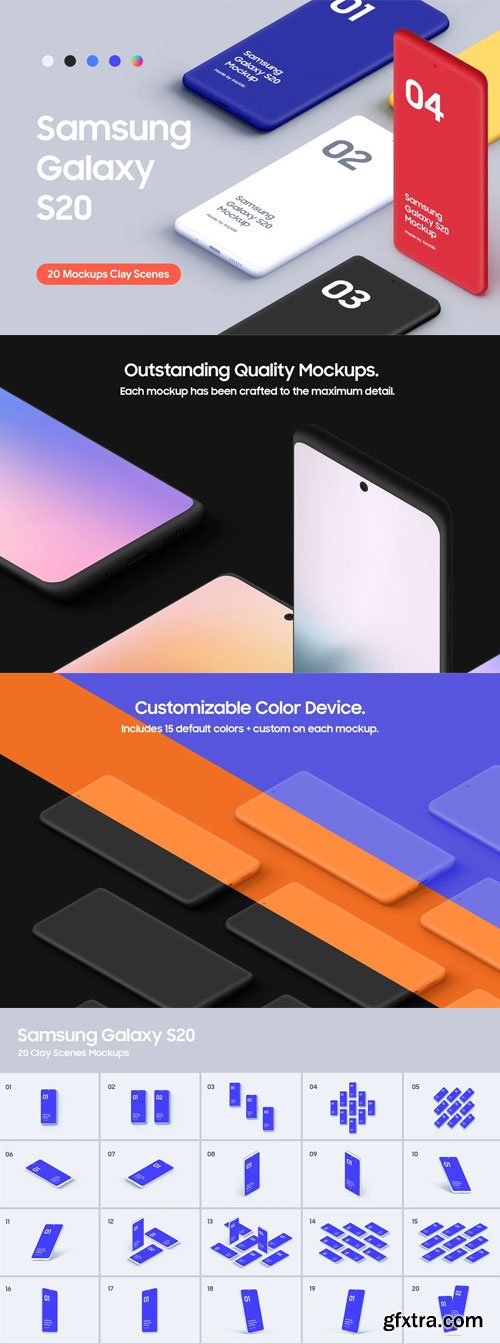Asylab - Samsung Galaxy S20 - 20 Mockups Clay Scenes Asylab - Samsung Galaxy S20 - 20 Mockups Clay Scenes
