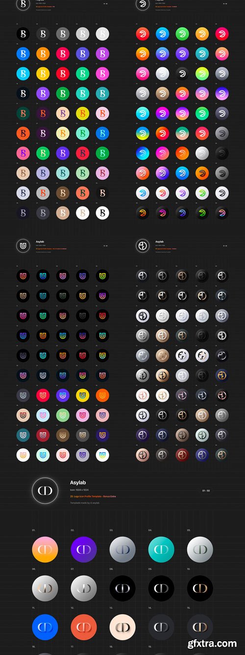 Asylab - 225 Icon Profile Logo Mockups