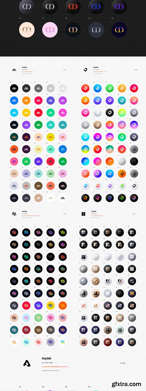 Asylab - 225 Icon Profile Logo Mockups