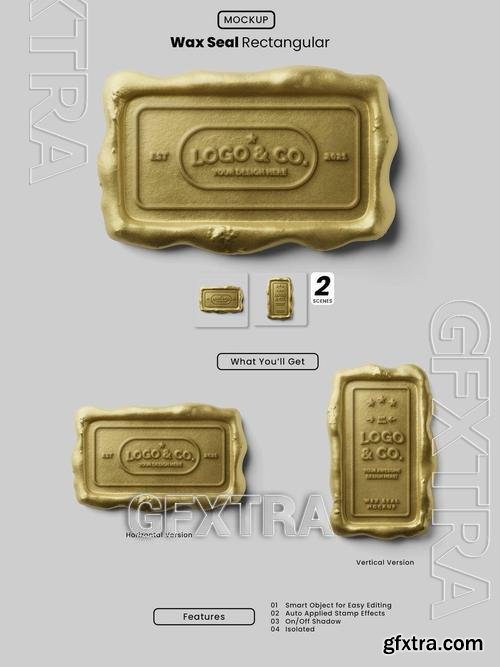 Gold Wax Seal Mockup - Rectangle Version D679YFZ