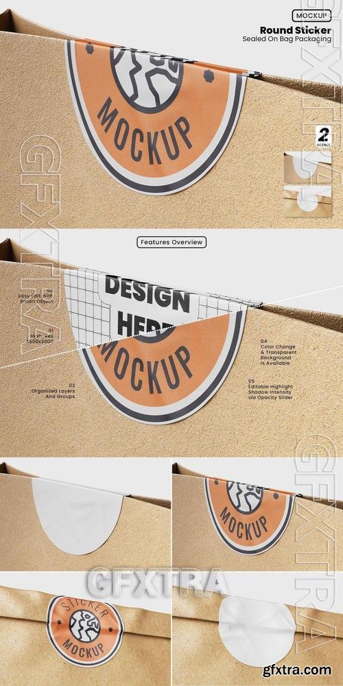 Seal Sticker on Bag Packaging Mockup 85KW9WN