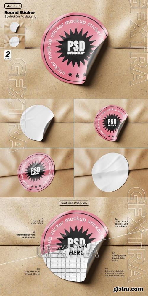 Round Sticker Sealed on Packaging Mockup LMFVU6Z