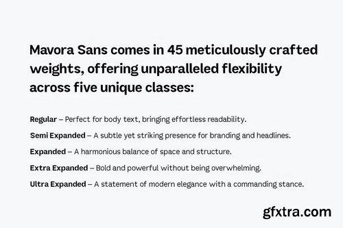 CreativeMarket - Mavora Sans Typeface - 45 Weights