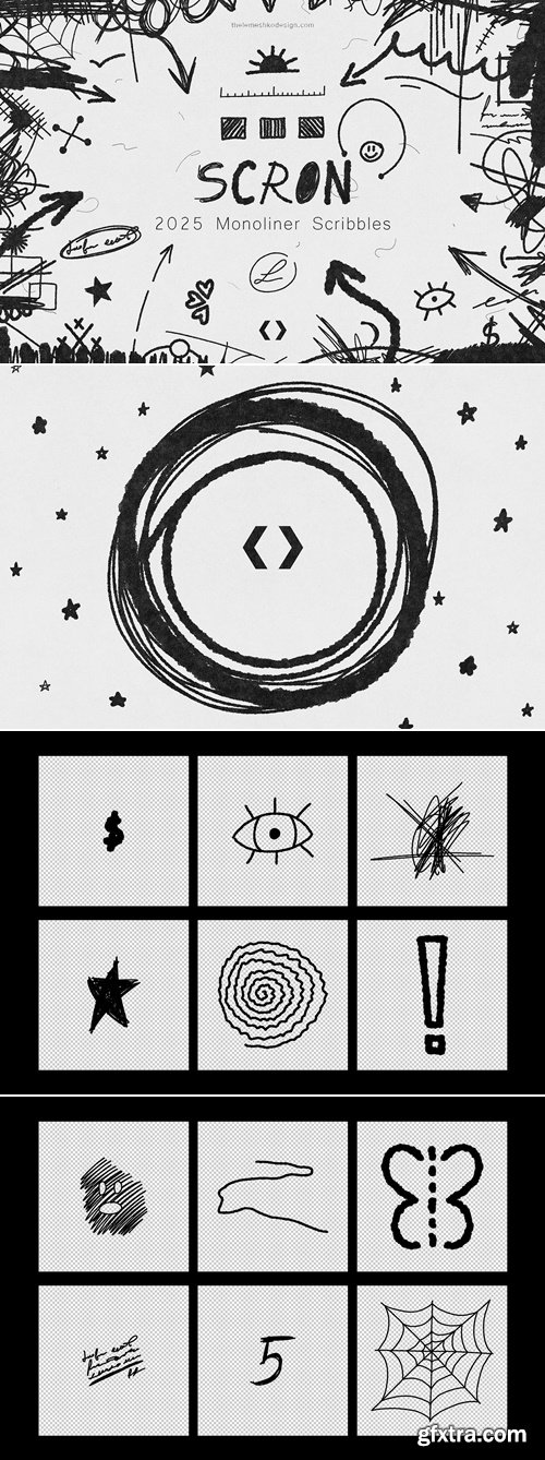 CreativeMarket - 2000+ Monoliner Scribbles