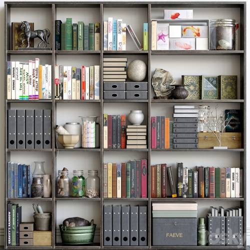 '3dsky Pro - Large wardrobe with decor and books. Library'